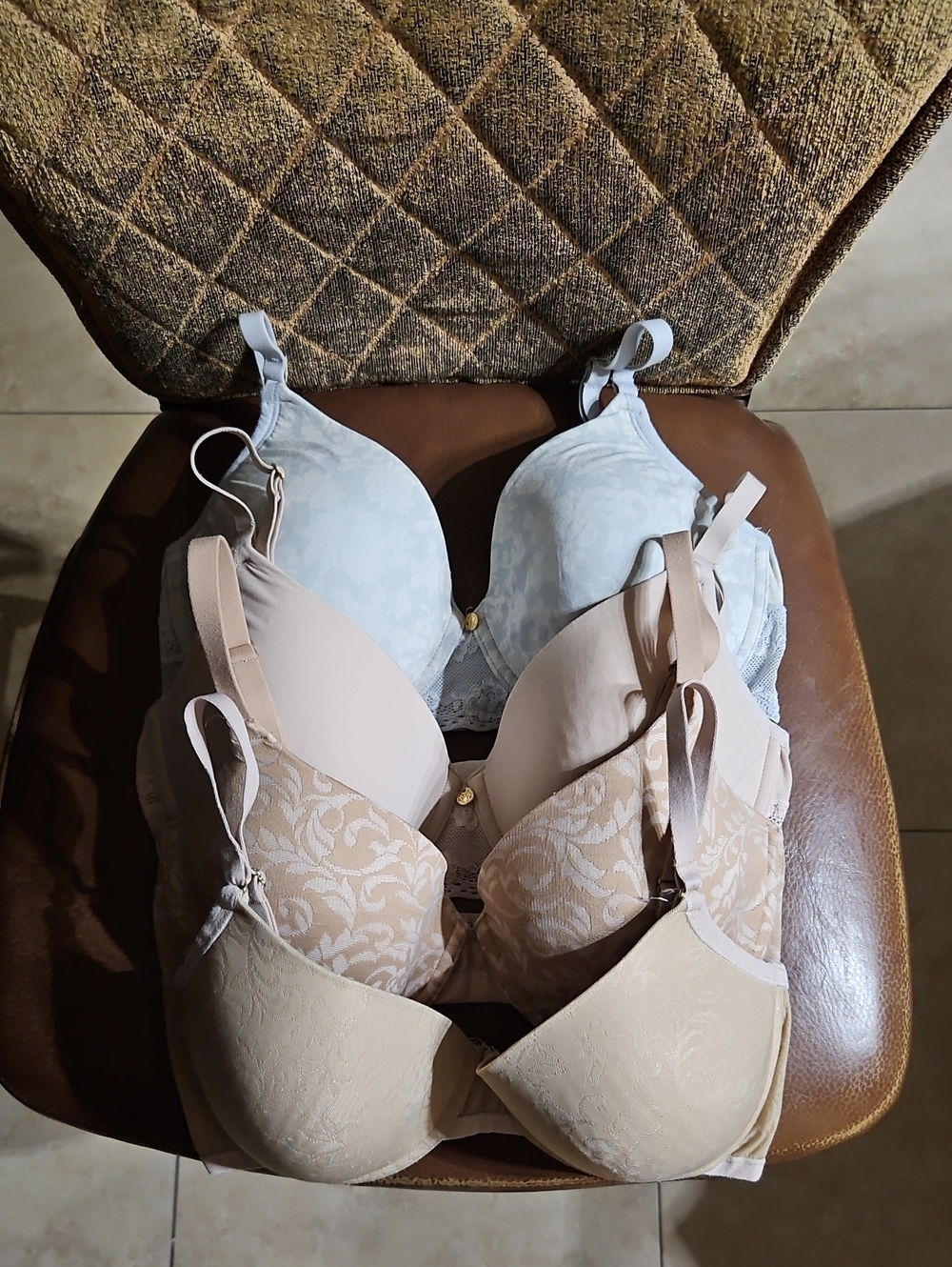 Lot Of 4 Natori Bliss Perfection Sheer Jacquard Sheer Illusion T-Shirt Bras Lace